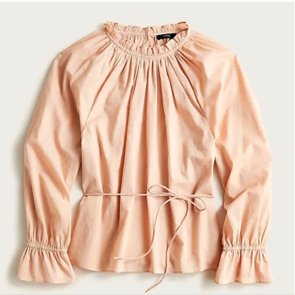 J.Crew Plus Size Modest Sweet Twee Romantic NWT Cotton Tie Waist Top Blouse 2X